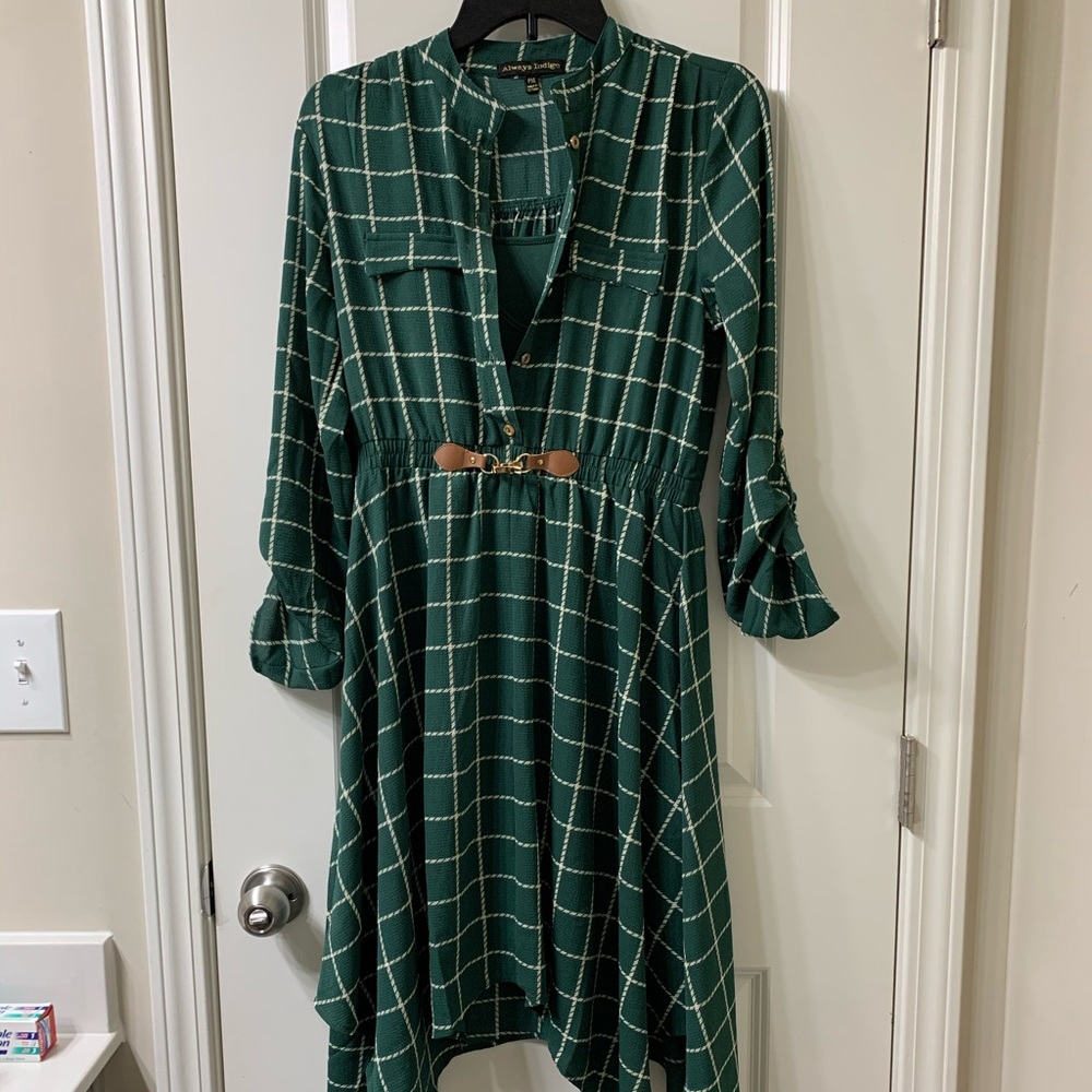 Green plaid dress, like new